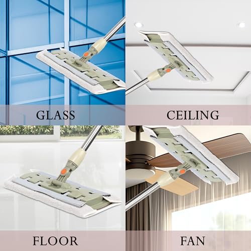 Image of Multi-Purpose Microfiber Flat Mop with 1 Extra Refill for Dry & Wet Cleaning, 360 Degree Rotating Head and Telescopic Handle, Suitable for Floor, Glass, Ceiling and Walls (Multicolor)