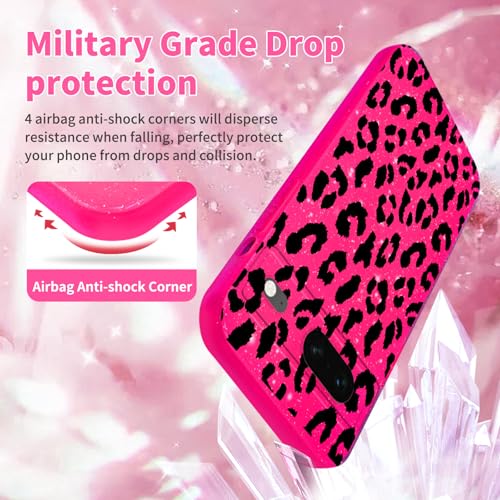 Coque Google Pixel 7 paillettes cadeau léopard pour fille - 5