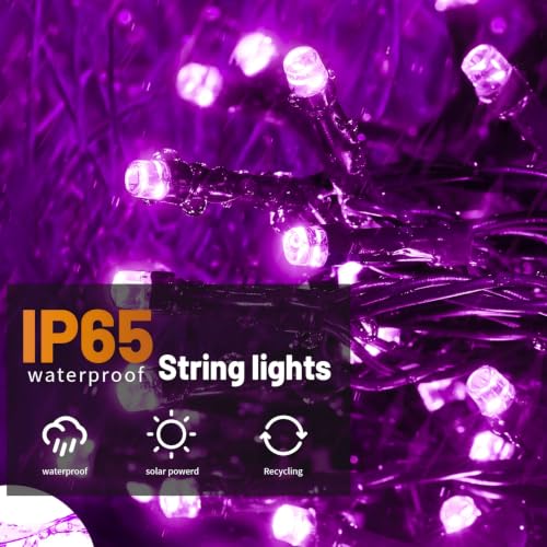 FLVOECN 380 LED 124FT Purple Halloween Lights Timer 8 Modes - image 4
