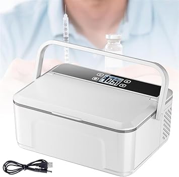 Insulin Cooler Case Diabetic Cooler Box Mini Drug Refrigerator Keeping Cooling 0-18C Portable car Insulin Cooler Box with Alarm, Battery Pack & USB1Battery
