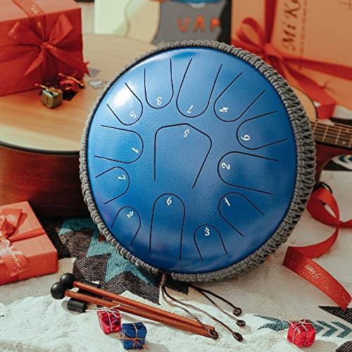 Lronbird Steel Tongue Drum,12 Inch 13 Note Steel Drums, Concert Percussion Instrument With Travel Bag Music Book Mallets For Adults Meditation Yoga Chakra Healing, Unique Gifts, C Major (Sea Blue) #TOP3