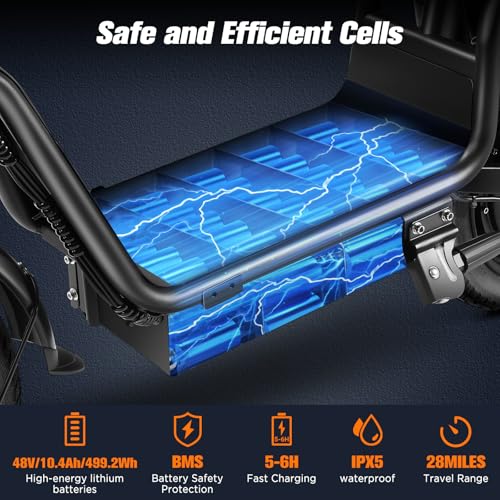 C14 Electric Scooter for Adults with Seat – High-Performance, Foldable E-Scooter with 900W Peak Power, 20MPH, 28-Mile Range, and Dual Disc Brakes,High Strength Frame,330lbs Max Load - Black