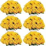 Jexine 50 Pcs Artificial Rose Flower Realistic Silk Roses with Stem Bouquet of Flower Plastic Flower Real Looking Fake Rose for Home Wedding Centerpieces Party Decoration