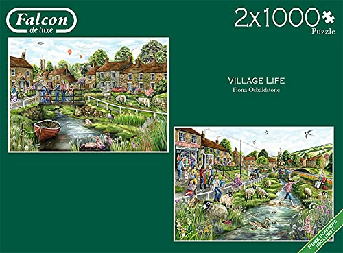 Jumbo Spiele Falcon Puzzle 2 x 1000 Teile - Village Life – ab 12 Jahren – Landschaftspuzzle – Bild 8