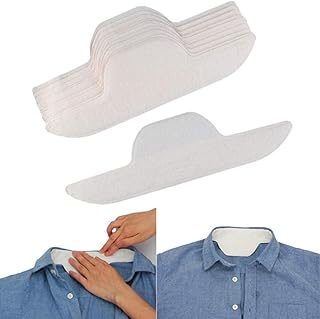 50 peças de protetores de colarinho descartáveis, almofadas de suor autoadesivas para colarinho de camisa, almofadas invisíveis para forro de pescoço, adesivos antitranspirantes, absorventes de suor para homens e mulheres, mantêm o colarinho seco