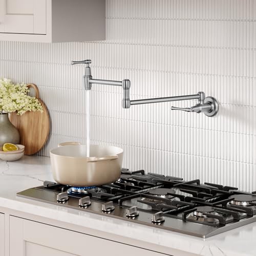 KRAUS Allyn Pot Filler Faucet with Retractable Arm, Wall Mount Kitchen Faucet, Pot Filler for Stove in Spot-Free Brushed Brass, KPF-5002SFS by Kraus - Image 4