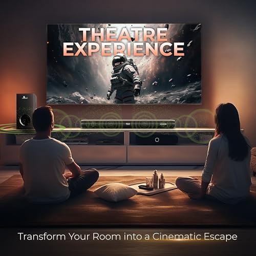 Image of Kratos 240W Sound bar with 4 in-built Speaker & 6.5 inch Subwoofer, Perfect for Home Theatre & TV, 4.1 CH Wired Subwoofer, BT 5.3, HDMI ARC, AUX,USB, 7 Level Bass /Treble Control, 4EQ, Remote & LED Display