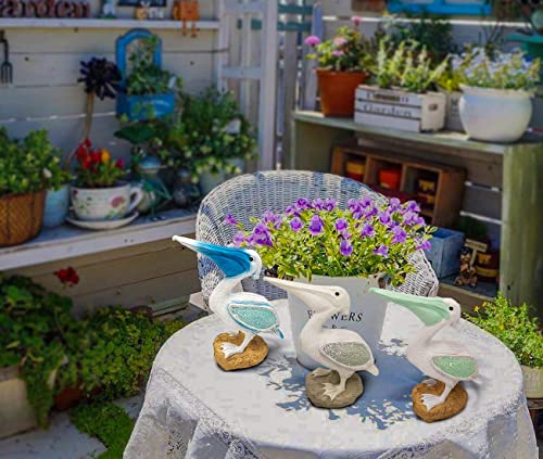 Usupgift Resin Pelican Blue Bird On A Stone With Glass Wings Statue Figurines (5.7"X4.1"X 2.4") For Gifts Home Bathroom Living Room Garden Desk Decor #TOP3