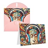 Haute qualité : cartes de vœux pour homme qui écoute de la musique fabriquées en papier nacré de haute qualité avec effet nacré double face, et il y a un lustre nacré sous la lumière, et l'effet est plein de luxe. Le papier est épais et résistant, l'impression est claire et lumineuse, et le papier est facile à écrire.