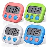 Runlyn 4 Colors Digital Kitchen Timer Big Digits Loud Alarm Magnetic Backing Stand with LCD Display