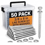 ElaraBerry 50 Pack 3/8''x6'' Lag Screw Kit with Washers