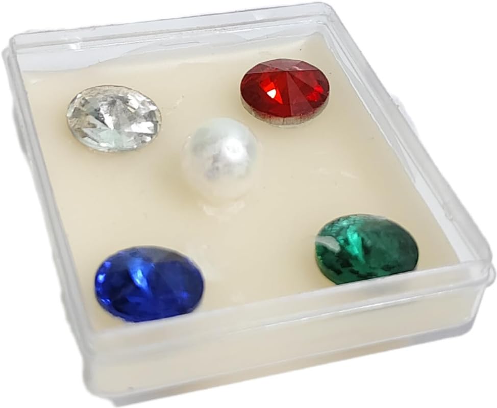 Panchratna Navratna Stones Set for Pooja Samagri Main Door Puja, Multicolour (Navratna Stones, Medium)_sd35