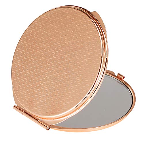 Dynippy Compact Mirror Bulk Round Makeup Metal Pocket Mirror For Purses Portable Hand Mirror Double-Sided With 2 X 1X Magnification (5 Pack Rose Gold) #TOP3