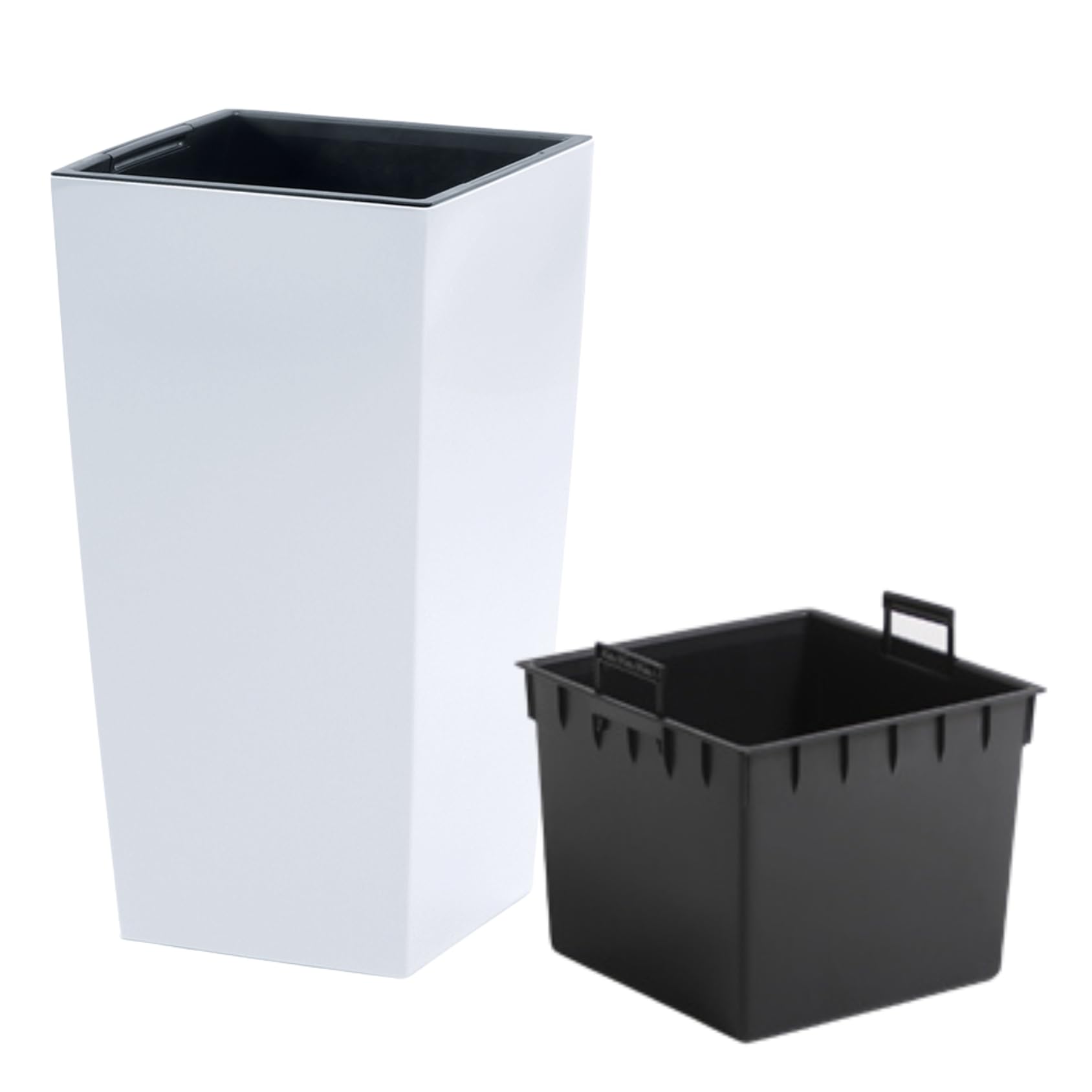 B2C Tall Planter Plant Pot Flower with Insert Indoor Outdoor Garden Patio Home Large Plastic With insert (White, H75cm W40cm)