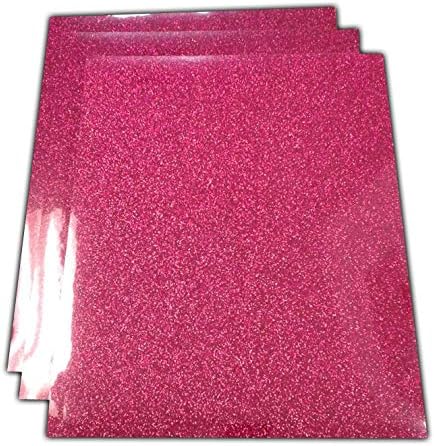 Three (3) 10"x12" Sheets of Siser Glitter Iron-on Heat Transfer Vinyl Sheets (Hot Pink)