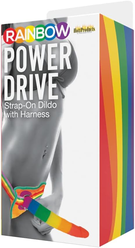 Hott Products Unlimited 64609: Rainbow Power Drive 7In Dildo W/Harness