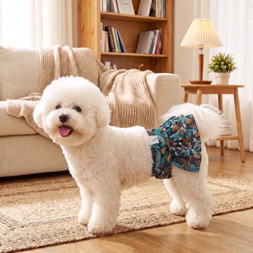 Image of CuteBone Female Dog Diapers with Skirts 3 Pack Reusable Puppy Dresses Pants for Heat Cycle Period QBD38S