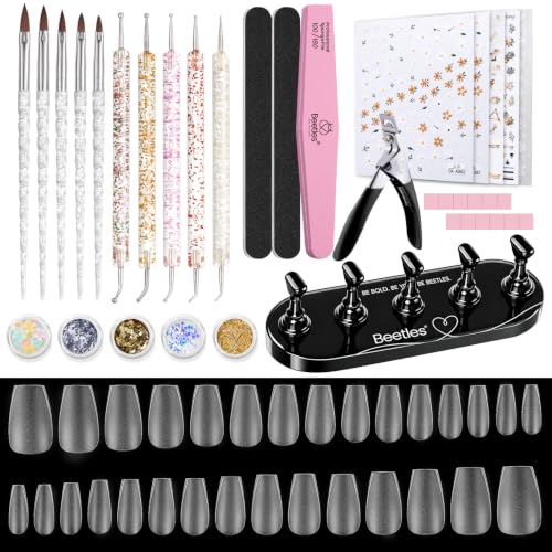 Beetles Nail Stand Kit, 510pcs 15 Sizes Gel Nail Tips Nail Art Brushes Set