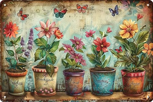 Blumen Retro Metallschild,botanisches Bouquet,Vintage Blechschild...