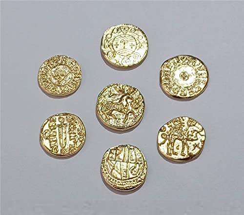Wikingermünzen Vergoldetes Metall. Schatz der Wikinger. Ursprüngliche Geschenk-Gadget-Idee für Fans, Cosplay, Fantasie. Set 7 Reproduktion vikings coins