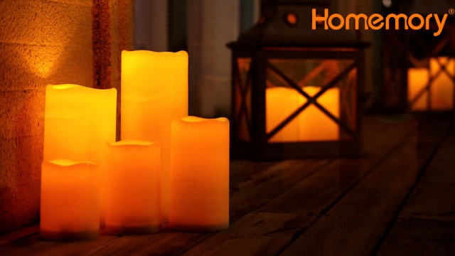 Image of Homemory Large Solar Candles Outdoor Waterproof, 4 inchx8 inch, Dusk to Dawn, Solar Powered Flameless Candles for Outdoor, Lanterns