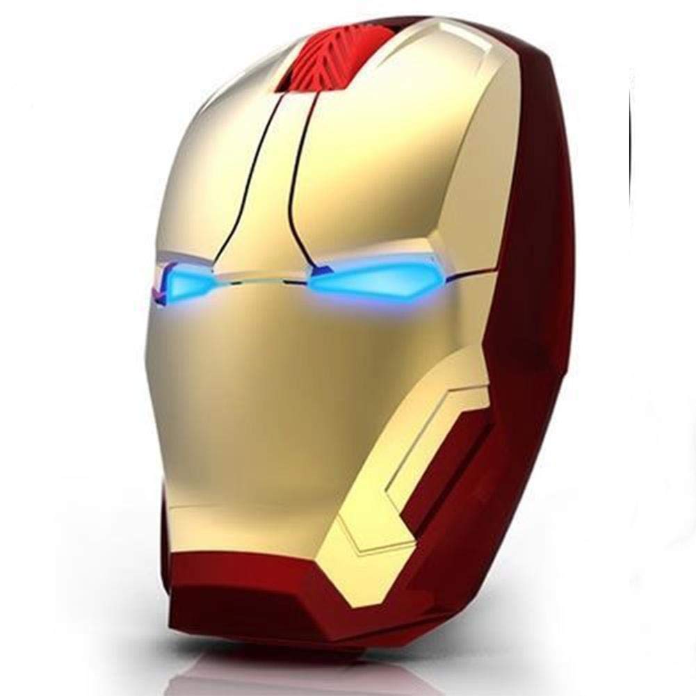 Jagder Iron Man Mouse Wireless Mouse Gaming Mouse Gamer Computer Mice Button Silent Click 800/1200/1600/2400DPI Adjustable computer Gold