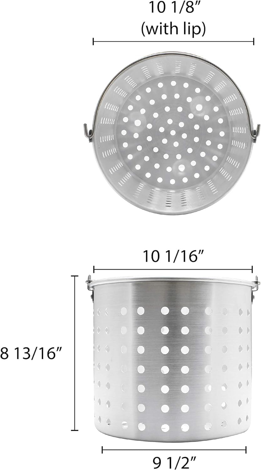 TrueCraftware-20 qt. Aluminum Steamer Basket 10-1/2" x 8-3/4" fits 20 qt. Stock Pot- Steamer Cookware Steamer Basket Insert Steamer Basket Steamer Insert for Veggie Fish Seafood Cooking