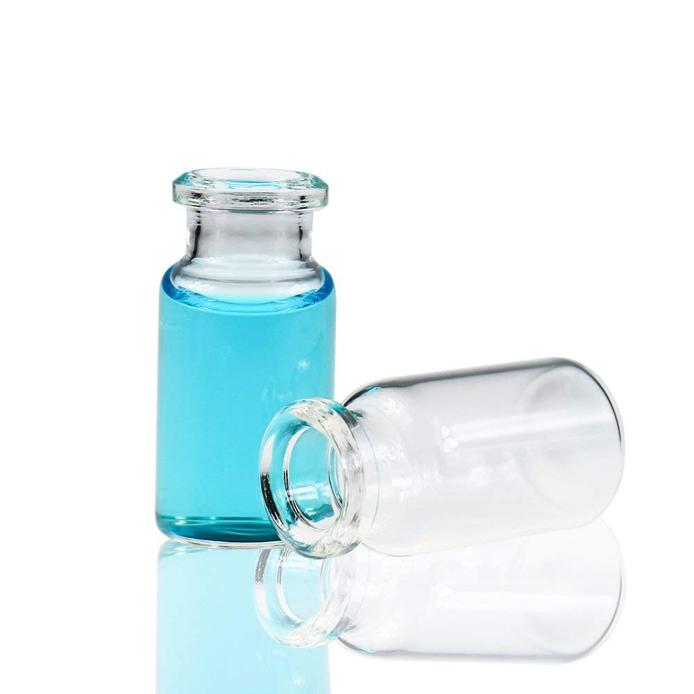 100 PCS Fiala di Vetro da 10ml, 20 mm Fiala Crimp per Spazio di Testa, Fiale HPLC per Spazio di Testa Standard a Crimpatura in Vetro Borosilicato Fiala da Laboratorio Trasparente