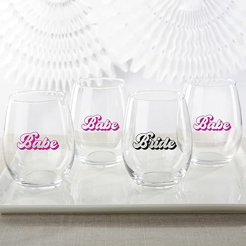 Miniatura 2 de Kate Aspen Bride & Babe 30023NA-RBB - Copa de vino sin tallo, diseño retro (juego de 4), regalo de fiesta nupcial (30023NA-RBB)