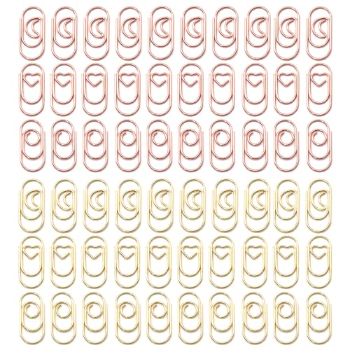 60個 クリップ アソート モチーフ しおり ゼムクリップ 可愛い カラフル プラスチックケース 大容量 ハート、太陽、月