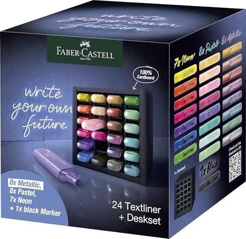 Surligneurs pointe biseautée Faber-Castell marqueurs plats 24 set