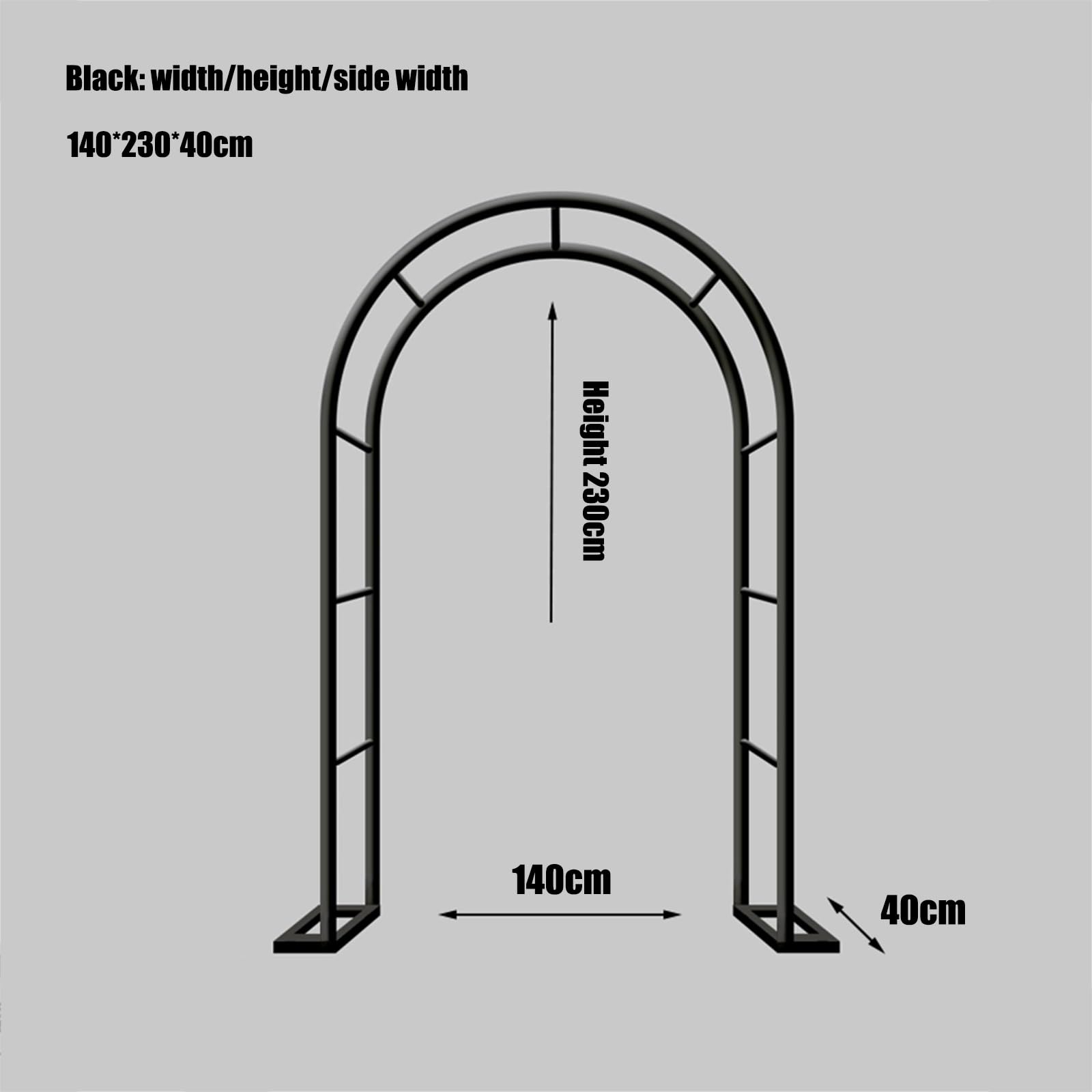 Wspornik do roślin zewnętrznych, podpora do pnączy, podwórko, park, kratka do pnączy, czarne żelazo, lakierowane natryskowo, łuk w kształcie litery U, stojak na kwiaty z podstawą(140 * 230 * 40cm)