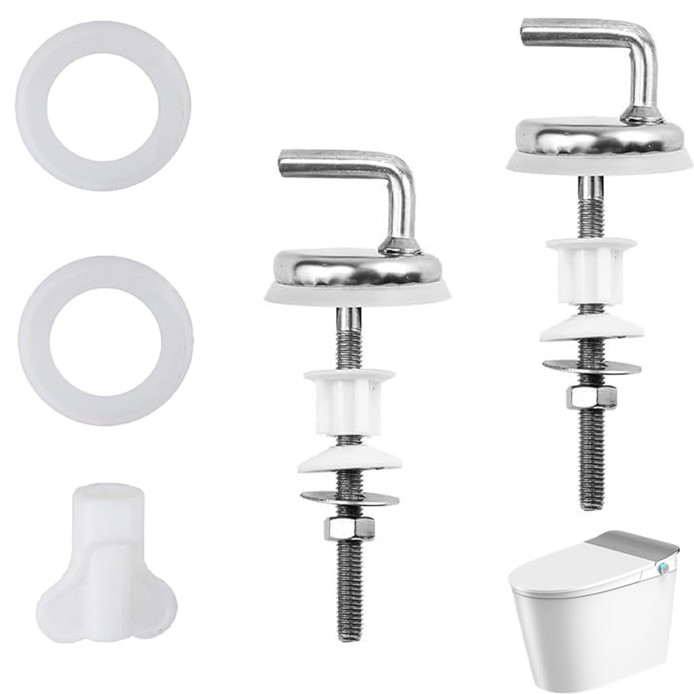 Toilet Seat Fittings, 2PCS Toilet Seat Hinges, Quick Release Toilet Seat Hinges, Toilet Seat Fixings with Fittings and Repair Parts Compatible for WC Toilet Blind Holes