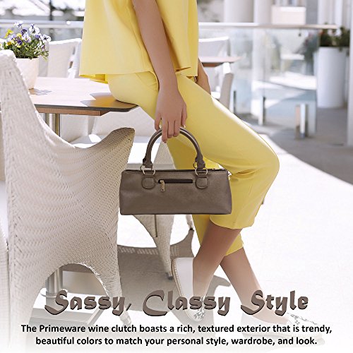 Image of Primeware Wine Clutch Bag (Thermal Insulated) Trendy Women's Carry Tote | Holds Red & White 750mL Bottles | Trendy Fashion | Incl. Portable Waiter-Style Corkscrew