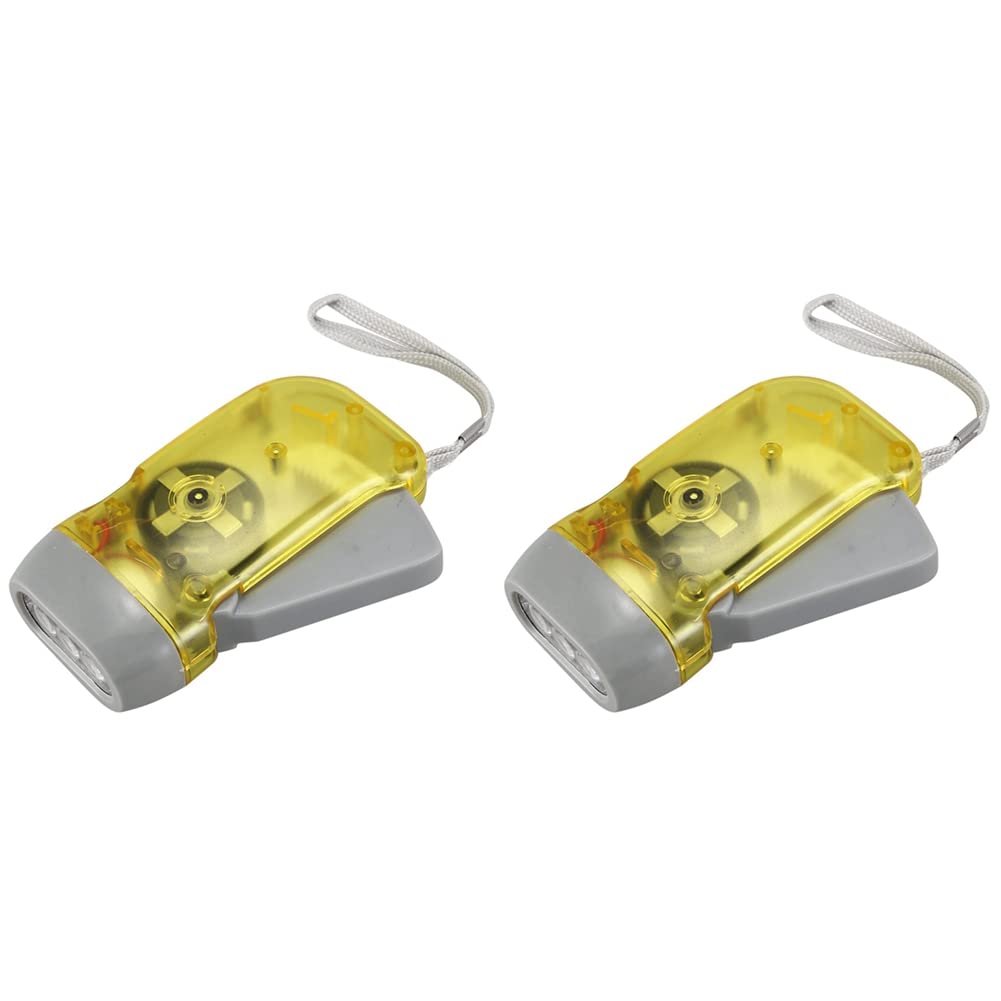 Hndhbfgrt 2X 3 LED Dynamo Wind Up Flashlight Hand Press Crank Camping