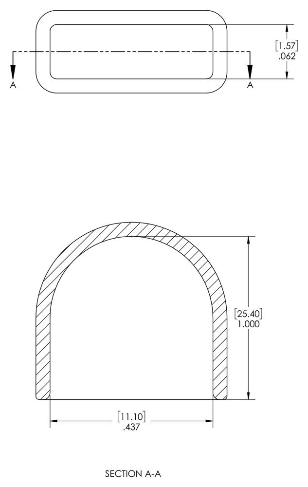 Caplugs 99390566 Plastic Rectangular Round End Finishing Cap and Grip. VRR-062X437-16, Vinyl, Length 1.00