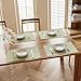 Demetex Green Placemat Set of 4 Washable Linen Textured Place Mats for Dinner Heat Resistant Sage Cloth Placemats Scratch Resistant Plate Mats for Dining Table Kitchen Spring, Green