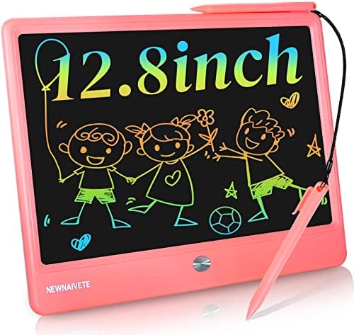 LCD Writing Tablet, 12.8 Inch Drawing Doodle Board for Kids, Reusable Toddlers Drawing Pads with One Click Delete, Content Locked, Long Life Battery, Learning Gifts for Age 3~8 Year Old Girls Boys