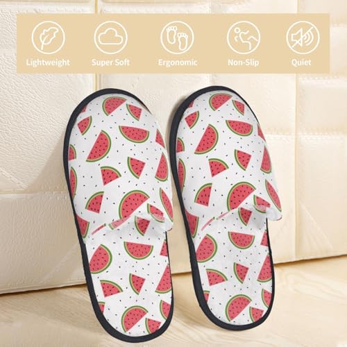 Hand Drawn Watermelon Print Women Slippers Home Furry Shoes Keep Men Couples Shoes Warm For Women-3