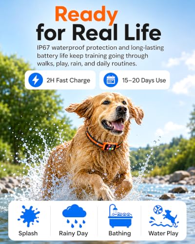 Image of Smart Dog Bark Collar - Anti Barking Device for Large Medium Small Dogs, Stop Excessive Barking & Aggression Behavior, with 5 Modes & 5 Sensitivity, IP67 Waterproof for Indoor /Outdoor Use, Orange