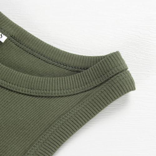Image of Artfish Women Casual Basic Sleeveless High Neck Rib-Knit Y2k Crop Tank Top