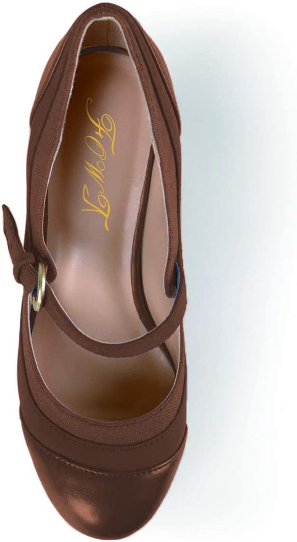 FOWT Women Vintage Mid Kitten Heel Mary Jane Pumps Classic Round Toe Buckled Slip On Dress Party Prom Shoes Size 4-15 M US