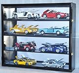1/18 Scale Diecast Display Case Cabinet Holder Rack w/UV Protection- Lockable with Mirror Back, Black