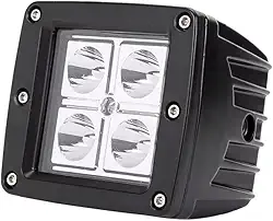 Farol de Milha Quadrado LED 16W 4 LEDs | Luz Auxiliar Automotiva Universal Off Road 12V/24V Farol Auxiliar Para Carro, Moto, Caminhão, Jipe