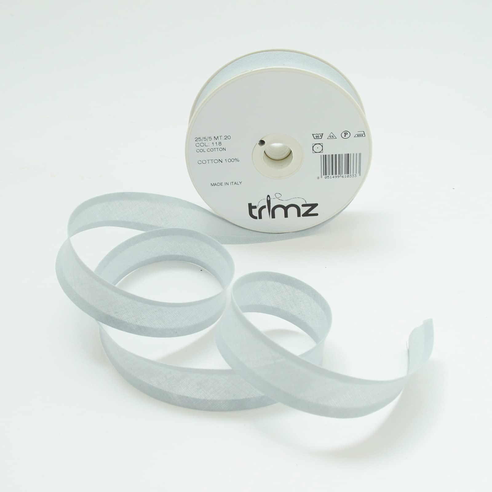Trimz Bias Binding Tape, Light Grey, 20 Meters, tcol-118