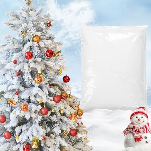 Nieve artificial, decoración de Navidad, polvo de flocado para árbol de nieve, flocado de nieve autoadhesivo para Navidad, flocado de nieve blanca falsa para Decoración en Navidad (2 libras)