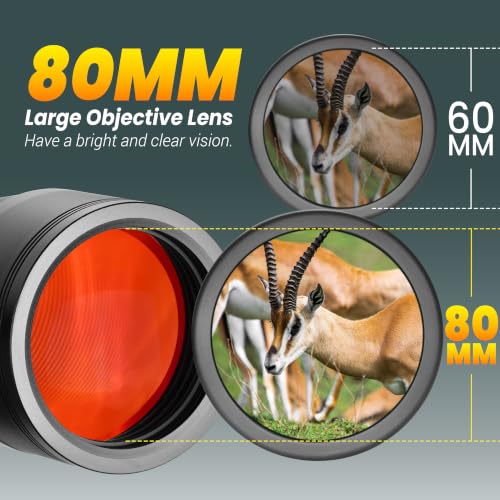 Image of ESSLNB 20x80 Astronomy Binoculars for Adults, High Powered Stargazing Outdoor Waterproof Binoculars for Travel Bird Watching Hunting with BAK4 Prism FMC Lens Carrying Bag (Red)