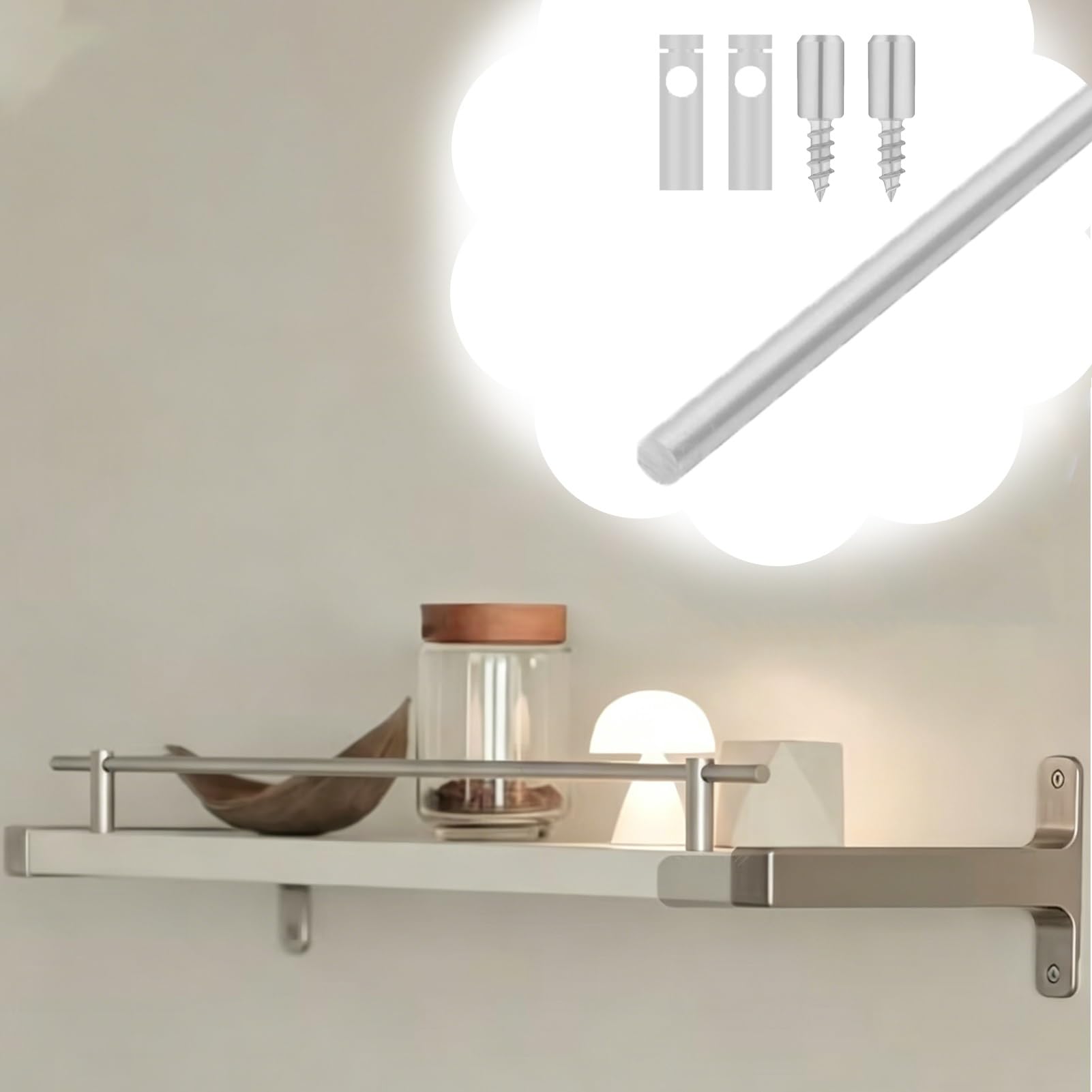 Metal Shelf Guard Rail Decorative Silver, Decorative Tipping Shelf Rails for Bookshelves/Furniture Edge Guard, Guardrail Bar for Wood Shelves(38inch/96.5cm)