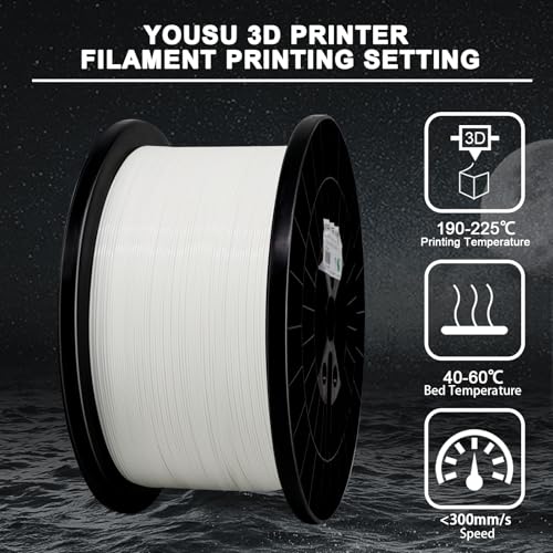 Image of YOUSU 5KG(11lbs) PLA Plus Filament 1.75mm White, PLA+ Filament 1.75mm 3D Printer Filament, Cost Effective Large Roll 3D Printing Filament for Big Projects