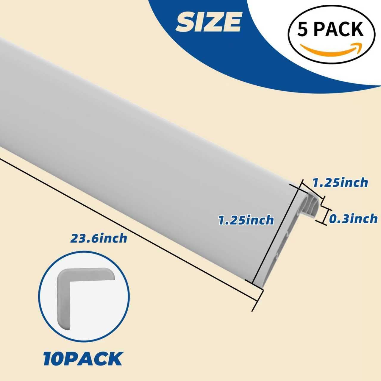 Wall Corner Edge Protector - 1.2 x 1.2 x 23.6 Inch Baby Proofing Corner Guards, Self Adhesive Furniture Edge Strips for Home, Kindergarten and Office, 5 Pack